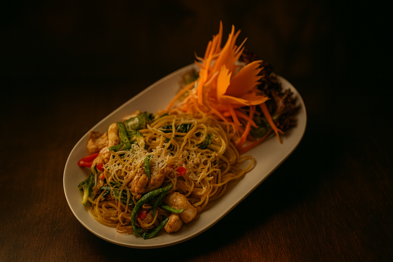 Spaghetti z wieprzowiną i bazylią