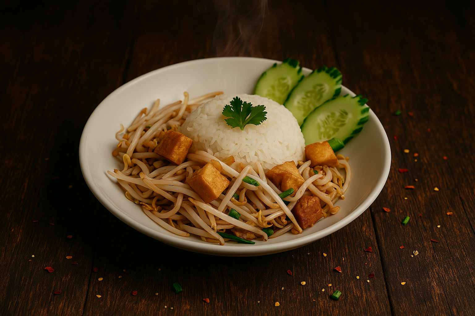 stir fried bean sprout with tofu